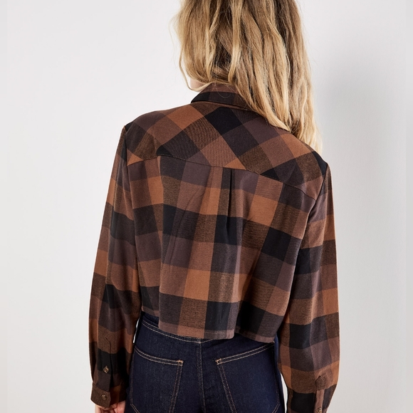 Plaid Button-Up Women's Top - Picture 5 of 6